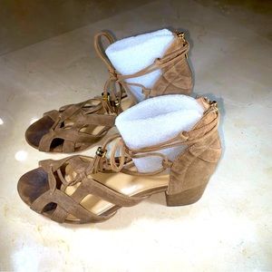 Michael Kors Lace-Up Heeled Sandals, Mirabel, Beige | Size 6.5